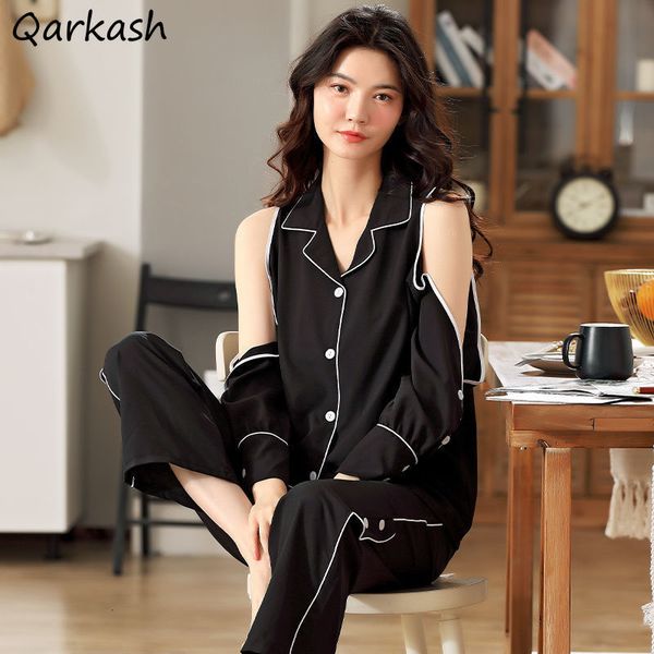 women's sleepwear pajama sets women summer off shoulder long sleeve thin korean button quality ins cool home sleepwear breathable loose, Black;red
women's sleepwear pajama sets women summer off shoulder long sleeve thin korean button quality ins cool home sleepwear breathable loose, Black;red
