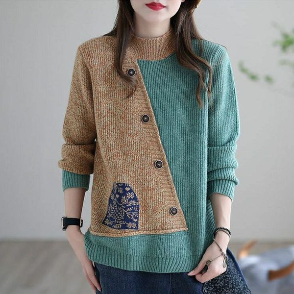 women's sweaters streetwear fashion women y2k pullovers long sleeve autumn winter button patchwork loose vintage knitted casual jumpers, White;black
women's sweaters streetwear fashion women y2k pullovers long sleeve autumn winter button patchwork loose vintage knitted casual jumpers, White;black