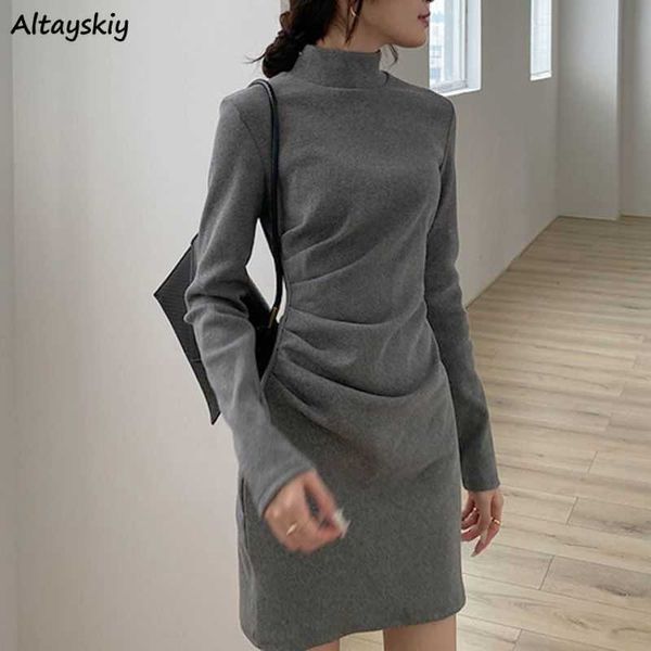 casual dresses women turtleneck dress autumn winter long sleeve bottoming slender dresses elegant ladies folds fashion solid simple vestidos, Black;gray
casual dresses women turtleneck dress autumn winter long sleeve bottoming slender dresses elegant ladies folds fashion solid simple vestidos, Black;gray