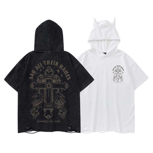 tiktok summer loose men women y2k designer hoodie t shirt short sleeve tshirt hip hop devil tee black white sweatshirt hooded tshirts, White;black
tiktok summer loose men women y2k designer hoodie t shirt short sleeve tshirt hip hop devil tee black white sweatshirt hooded tshirts, White;black
