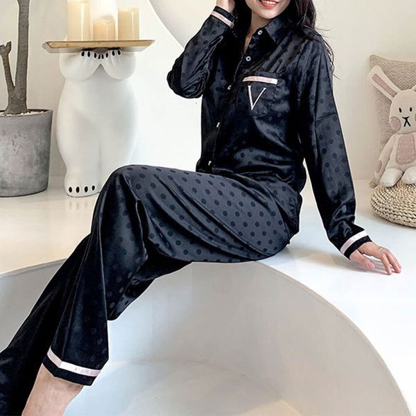 women's sleepwear black dot design women's pajamas two pieces set satin silk sleeping pant sleepwear summer spring female outfits, Black;red
women's sleepwear black dot design women's pajamas two pieces set satin silk sleeping pant sleepwear summer spring female outfits, Black;red
