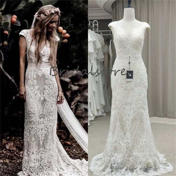 chic lace boho wedding dress 2023 elegant mermaid country cap sleeve wedding dresses for bride bohemian v neck princess bridal gowns garden, White
chic lace boho wedding dress 2023 elegant mermaid country cap sleeve wedding dresses for bride bohemian v neck princess bridal gowns garden, White
