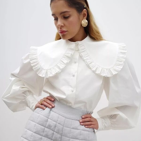 womens blouses shirts vintage ruffle white blouse peter pan collar cotton button up shirt fashion loose puff sleeve 18738 230303
womens blouses shirts vintage ruffle white blouse peter pan collar cotton button up shirt fashion loose puff sleeve 18738 230303