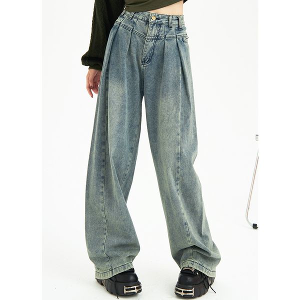 women's jeans vintage blue high waist women jeans pleated design american fashion streetwear wide leg jean denim trouser straight baggy
women's jeans vintage blue high waist women jeans pleated design american fashion streetwear wide leg jean denim trouser straight baggy