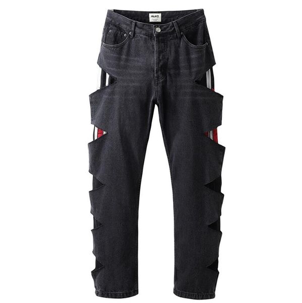 hollow out striped black men's plus size pants and women's jeans streetwear casual baggy cargos unisex, Black;brown
hollow out striped black men's plus size pants and women's jeans streetwear casual baggy cargos unisex, Black;brown