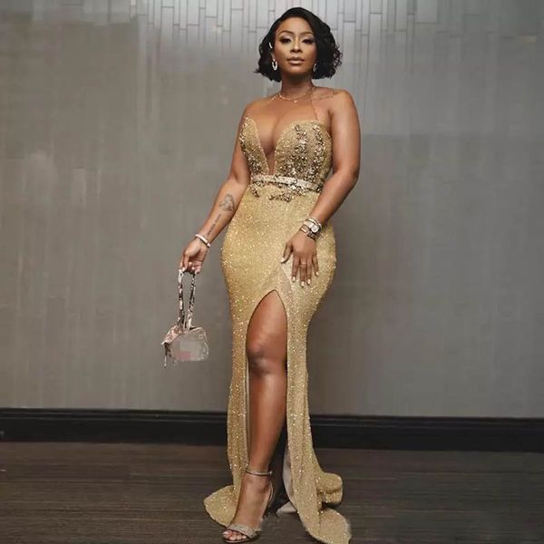 sheath column halter gold split evening dresses plus size african beads evening gown sequins runway fashion wear red carpet dress, Black;red
sheath column halter gold split evening dresses plus size african beads evening gown sequins runway fashion wear red carpet dress, Black;red