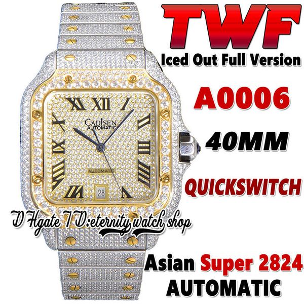 twf twsa0009 mens watch paved diamonds eta a2824 automatic fully iced out diamond two tone gold roman dial quick switch steel bracelet super, Slivery;brown
twf twsa0009 mens watch paved diamonds eta a2824 automatic fully iced out diamond two tone gold roman dial quick switch steel bracelet super, Slivery;brown