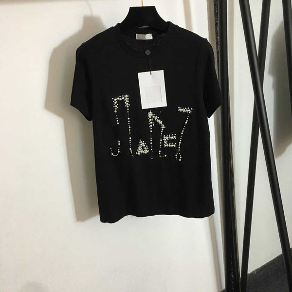 23ss women designer brand t-shirt heavy pearl nail drill alphabet round neck pure cotton short sleeve leisure womens clothing, White
23ss women designer brand t-shirt heavy pearl nail drill alphabet round neck pure cotton short sleeve leisure womens clothing, White