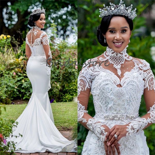 luxury mermaid wedding dress boho 2023 high neckline long sleeve country bridal dresses for bride pearls african robe de mariage south afric, White
luxury mermaid wedding dress boho 2023 high neckline long sleeve country bridal dresses for bride pearls african robe de mariage south afric, White