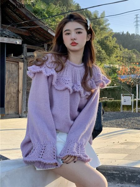 women's sweaters autumn korean sweet knitted sweater women o-neck ruffles pullovers spring harajuku casual loose knitwear jumper sueter, White;black
women's sweaters autumn korean sweet knitted sweater women o-neck ruffles pullovers spring harajuku casual loose knitwear jumper sueter, White;black