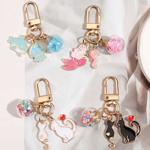 key rings cartoon enamel shark jellyfish mermaid keychain cat glass beads ball key ring for school bag accessories headphone cover gifts r23, Slivery;golden
key rings cartoon enamel shark jellyfish mermaid keychain cat glass beads ball key ring for school bag accessories headphone cover gifts r23, Slivery;golden