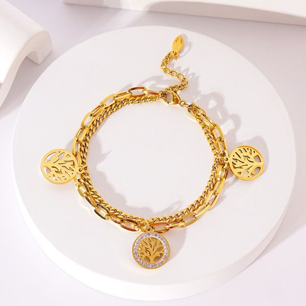 designer bracelet micro-set diamond life tree double-layer pendant bracelet female titanium steel bracelet accessory bracelet, Golden;silver
designer bracelet micro-set diamond life tree double-layer pendant bracelet female titanium steel bracelet accessory bracelet, Golden;silver