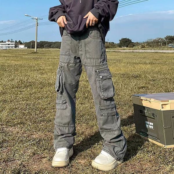 men's pants high street retro multi-pocket straight men's and women's cargo pants solid color hip hop casual harajuku loose c, Black
men's pants high street retro multi-pocket straight men's and women's cargo pants solid color hip hop casual harajuku loose c, Black