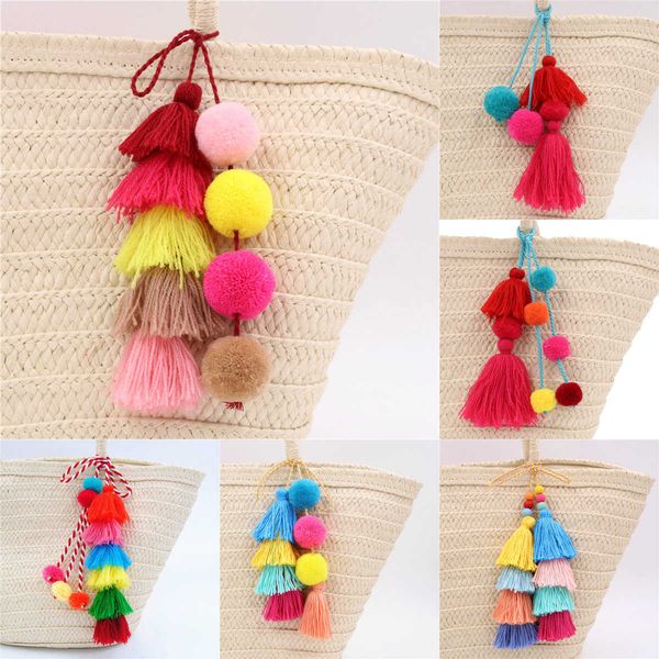 key rings 1pc bohemian handmade bag pendant women accessories charm pompom keychain multicolor with tassels gift for summer r230301, Slivery;golden
key rings 1pc bohemian handmade bag pendant women accessories charm pompom keychain multicolor with tassels gift for summer r230301, Slivery;golden