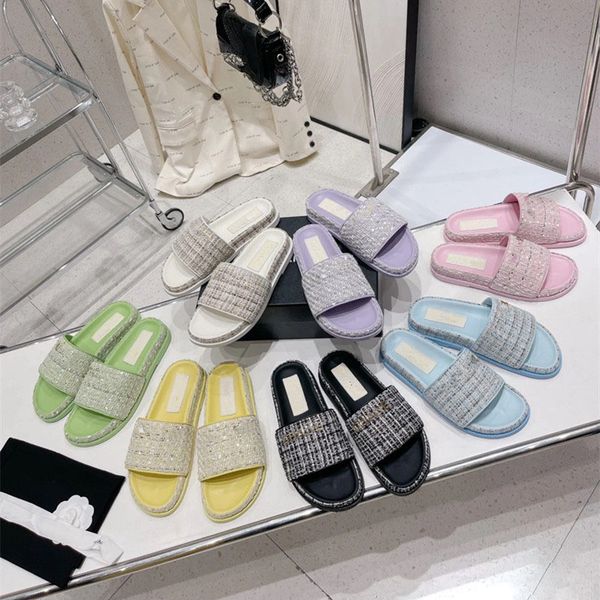 multicolor cord tweed gold letter logo slippers for women lady patform slides vintage paris buckle mule thong sandals designer summer shoes, Black
multicolor cord tweed gold letter logo slippers for women lady patform slides vintage paris buckle mule thong sandals designer summer shoes, Black