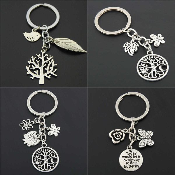key rings 1pc tree bird flower charms keychains leaf pendant for bag keyring for women nature jewelry r230301, Slivery;golden
key rings 1pc tree bird flower charms keychains leaf pendant for bag keyring for women nature jewelry r230301, Slivery;golden
