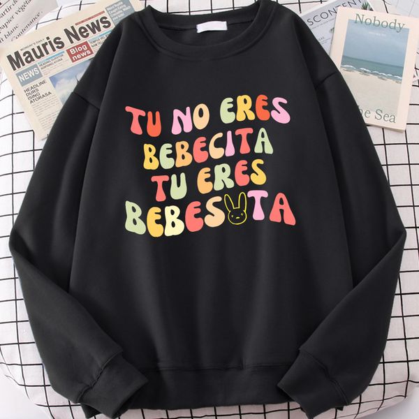 women's hoodies sweatshirts tu no eres bebesita bebesota colorful letter clothing hip hop casual sweater fleece trendy sportswear autum, Black
women's hoodies sweatshirts tu no eres bebesita bebesota colorful letter clothing hip hop casual sweater fleece trendy sportswear autum, Black