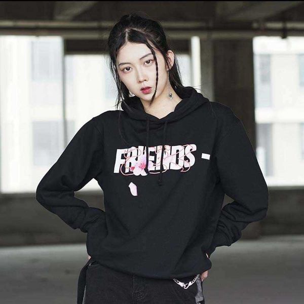 the correct version of cherry blossom limited big v print high street casual hoodie pullover for men and women in autumn, Black;white
the correct version of cherry blossom limited big v print high street casual hoodie pullover for men and women in autumn, Black;white