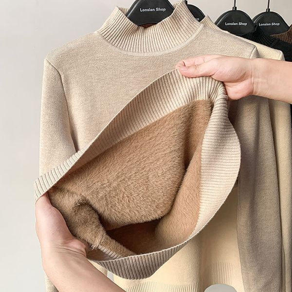 women's sweaters thicken sweater woman turtleneck slim winter plus velvet winter knitted pullovers casual fleece lined warm knitwear 2, White;black
women's sweaters thicken sweater woman turtleneck slim winter plus velvet winter knitted pullovers casual fleece lined warm knitwear 2, White;black