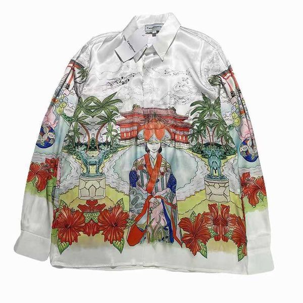 23ss new casablanca silk casual shirt men and women flower coconut tree stone lion japanese flower queen maid long-sleeved shirt, White;black
23ss new casablanca silk casual shirt men and women flower coconut tree stone lion japanese flower queen maid long-sleeved shirt, White;black