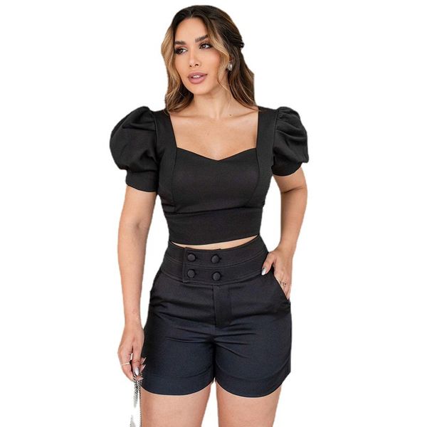 womens two piece pants summer designer slim-fit puffy sleeves shirt and double breasted shorts suits sne0362 casual fashion street trousers, White
womens two piece pants summer designer slim-fit puffy sleeves shirt and double breasted shorts suits sne0362 casual fashion street trousers, White