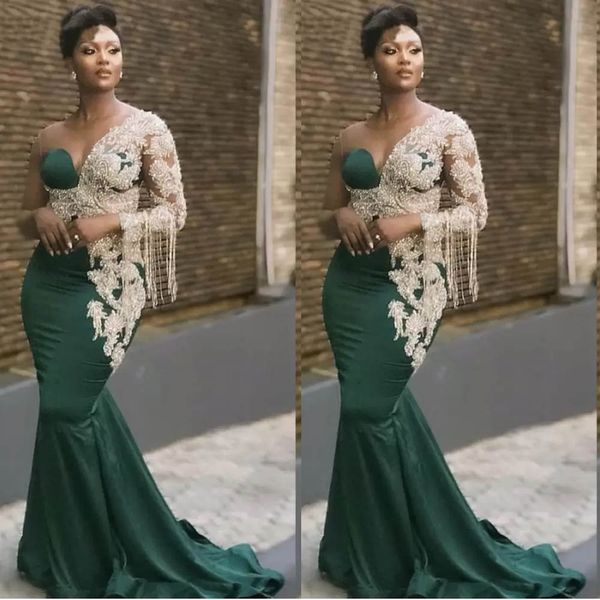 green tassel major beading mermaid evening dress one shoulder see through formal long sleeve african evening gown runway fashion, Black;red
green tassel major beading mermaid evening dress one shoulder see through formal long sleeve african evening gown runway fashion, Black;red