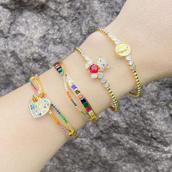 High-end designer personality fashion love bear bracelet open color zircon geometric love bracelet female gift wholesale
High-end designer personality fashion love bear bracelet open color zircon geometric love bracelet female gift wholesale