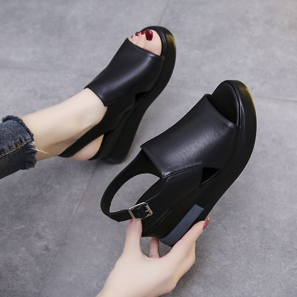sandals women open toe pu leather high heels summer office lady platform plus size wedge solid color mujer sandalias 230303, Black
sandals women open toe pu leather high heels summer office lady platform plus size wedge solid color mujer sandalias 230303, Black