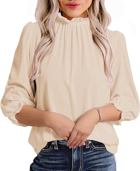 women's short blouse silk leopard printed and solid color ruffle hem long sleeve mock neck for women7av6, White
women's short blouse silk leopard printed and solid color ruffle hem long sleeve mock neck for women7av6, White