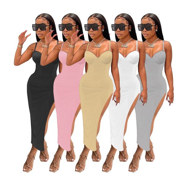 2023 designer spaghetti straps dresses summer clothes women v neck side split dress skinny slim pencil dress holidays party club wear wholes, Black;gray
2023 designer spaghetti straps dresses summer clothes women v neck side split dress skinny slim pencil dress holidays party club wear wholes, Black;gray