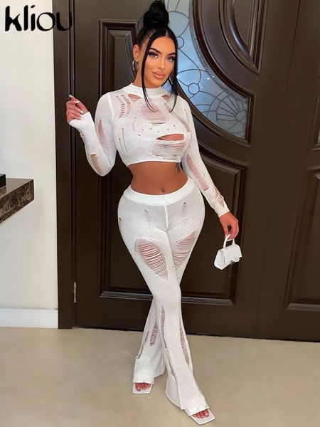 womens two piece pants kliou knitted hollow out set women see through long sleeve crop high waist elastic lady street suits 230302, White
womens two piece pants kliou knitted hollow out set women see through long sleeve crop high waist elastic lady street suits 230302, White