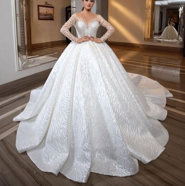 luxury ball gown wedding dresses long sleeves v neck sequins appliques beaded lace ruffles diamonds sparkly bridal gowns plus size custom ma, White
luxury ball gown wedding dresses long sleeves v neck sequins appliques beaded lace ruffles diamonds sparkly bridal gowns plus size custom ma, White