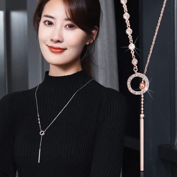 sweater chain long necklace stainless steel sweater chain necklace inlaid with crystal zircon round pendants necklace for women, Silver
sweater chain long necklace stainless steel sweater chain necklace inlaid with crystal zircon round pendants necklace for women, Silver