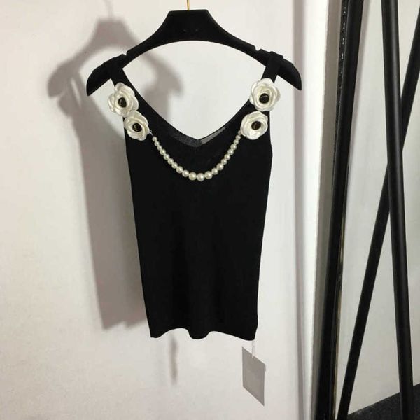 23ss brand designer women vest knit flower pearl camisole slim summer womens clothes a1, White
23ss brand designer women vest knit flower pearl camisole slim summer womens clothes a1, White