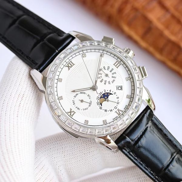 limited-edition men's mechanical super super watch, timing three-pin waterproof moon watch timing movement, Slivery;brown
limited-edition men's mechanical super super watch, timing three-pin waterproof moon watch timing movement, Slivery;brown