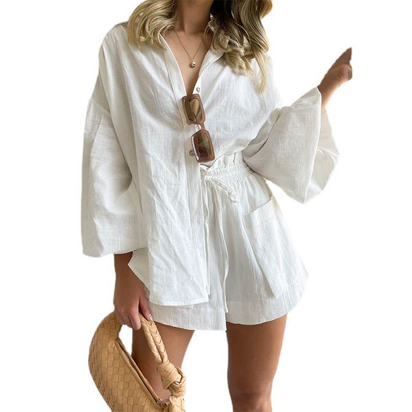 women two piece pants white color plus size puff sleeve shirt and loose shorts suits sne0359 summer autumn casual fashion street trousers su
women two piece pants white color plus size puff sleeve shirt and loose shorts suits sne0359 summer autumn casual fashion street trousers su