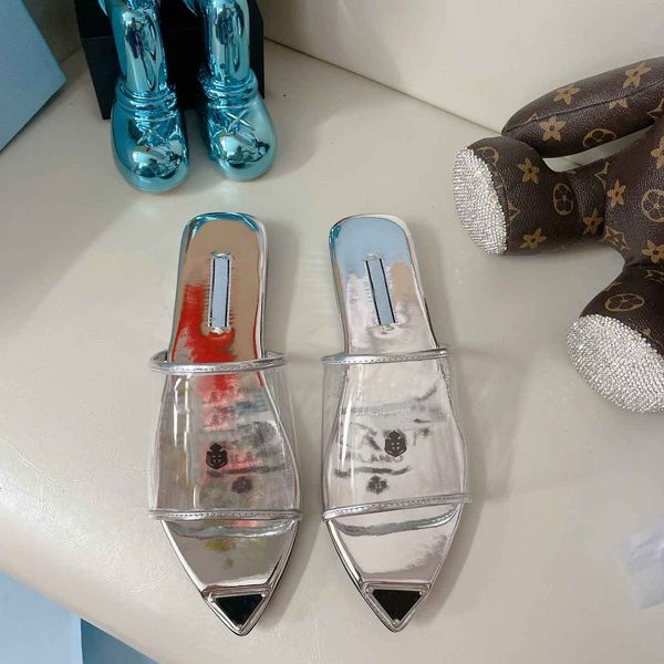 designer women sandals triangle logo printed plexiglass luxury summer beach flat milano slide thick silver metallic leather insole slippers, Black
designer women sandals triangle logo printed plexiglass luxury summer beach flat milano slide thick silver metallic leather insole slippers, Black