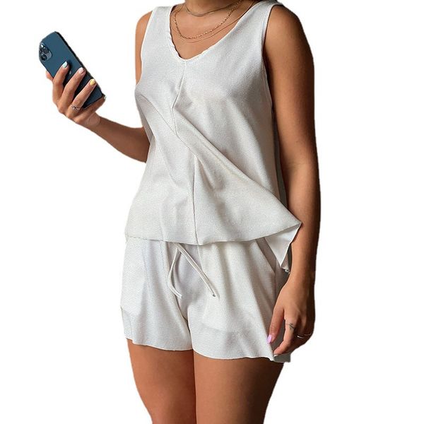 designer women two piece pants v-neck vest and high-waisted drawstring shorts suits sne0349 summer short pants sets fashion trousers sets, White
designer women two piece pants v-neck vest and high-waisted drawstring shorts suits sne0349 summer short pants sets fashion trousers sets, White