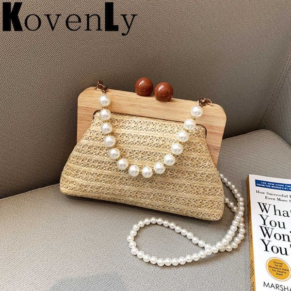 women's bag summer rattern woven clutches wooden handle handbags for women pearl chain pouch women crossbody shoulder bag 230303
women's bag summer rattern woven clutches wooden handle handbags for women pearl chain pouch women crossbody shoulder bag 230303