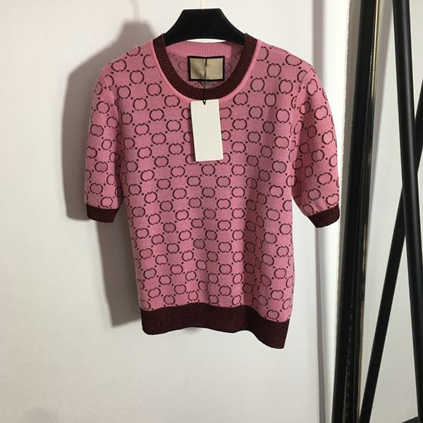 short sleeve tees for women double letter jacquard knitted summer breathable casual lady sweaters, White
short sleeve tees for women double letter jacquard knitted summer breathable casual lady sweaters, White