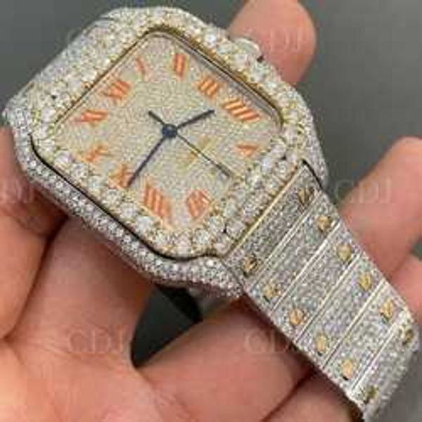 two tone luxury customize iced out vvs moissanite diamond hip hop mechanical watch stainls steel wrist watch bust down watchy8m9, Silver
two tone luxury customize iced out vvs moissanite diamond hip hop mechanical watch stainls steel wrist watch bust down watchy8m9, Silver