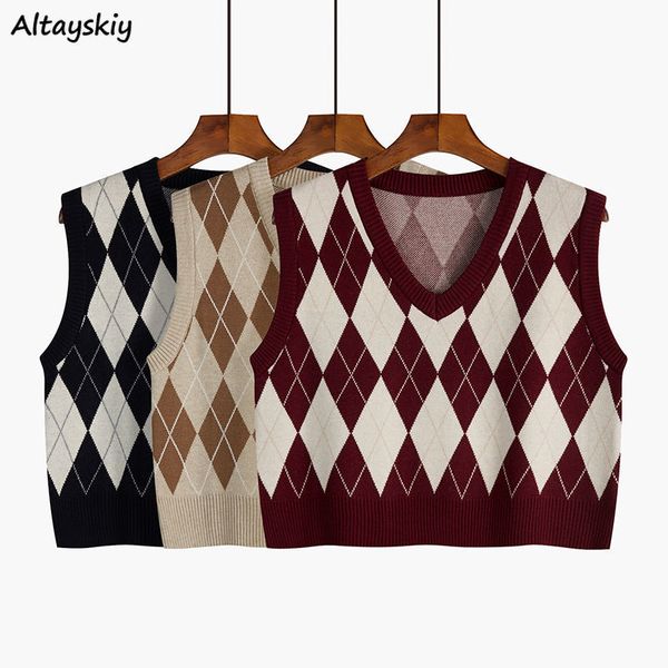 women's vests argyle sweater vest women retro all-match v-neck cropped sweaters korean style high street classic loose knitting vests s, Black;white
women's vests argyle sweater vest women retro all-match v-neck cropped sweaters korean style high street classic loose knitting vests s, Black;white