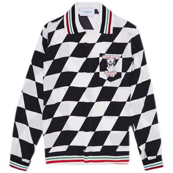 23ss new casablanca hawaii beach shirt men and women grand prix black and white chessboard sculpture silk long-sleeved shirt, White;black
23ss new casablanca hawaii beach shirt men and women grand prix black and white chessboard sculpture silk long-sleeved shirt, White;black