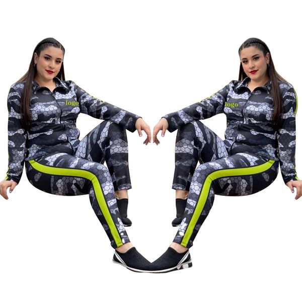 fashion spring camouflage printed two piece set tracksuits for women casual long sleeve zipper and pants 2 pieces outfits clothing, Gray
fashion spring camouflage printed two piece set tracksuits for women casual long sleeve zipper and pants 2 pieces outfits clothing, Gray