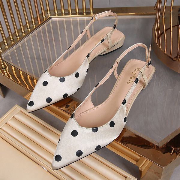 sandals polka dot silk sandals women closed toe summer shoes low thick heels beach back strap buckle sandalias mujer 230303, Black
sandals polka dot silk sandals women closed toe summer shoes low thick heels beach back strap buckle sandalias mujer 230303, Black
