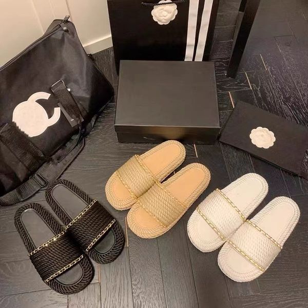 women designer summer embroidery weave slippers designer flat heels letter sandal fragrant wind style outdoor leisure slipper beach shoes sa, Black
women designer summer embroidery weave slippers designer flat heels letter sandal fragrant wind style outdoor leisure slipper beach shoes sa, Black
