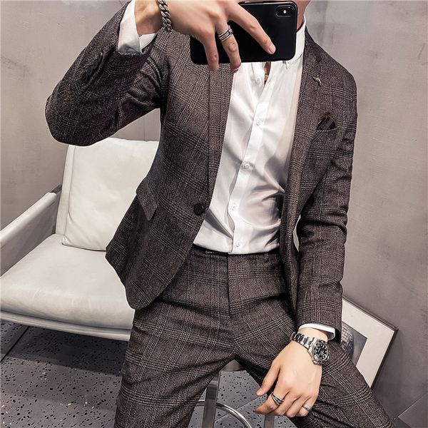 men's suits blazers jacket pants korean luxury plaid wedding tuxedo men formal social dress male classic single button slim casual busi, White;black
men's suits blazers jacket pants korean luxury plaid wedding tuxedo men formal social dress male classic single button slim casual busi, White;black