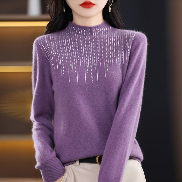 women's sweaters fall/winter semi-turtleneck diamond merino pure wool knit sweater women's high-end chic slim jumper high stretch, White;black
women's sweaters fall/winter semi-turtleneck diamond merino pure wool knit sweater women's high-end chic slim jumper high stretch, White;black