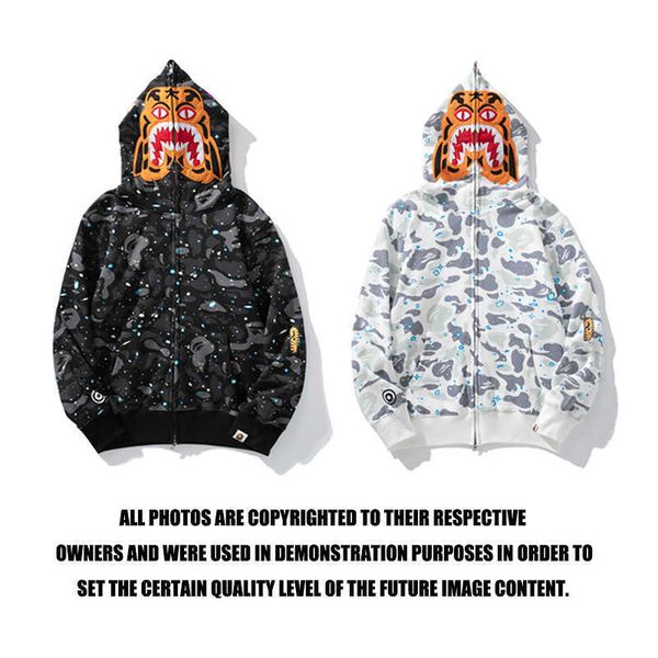 tide shark tiger head co branded luminous star sweater high street camouflage zipper et, Black
tide shark tiger head co branded luminous star sweater high street camouflage zipper et, Black