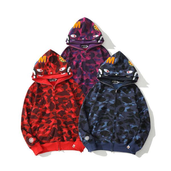 fashion couple brand double hat camouflage shark hooded cardigan zipper sweater men's and women's et, Black
fashion couple brand double hat camouflage shark hooded cardigan zipper sweater men's and women's et, Black